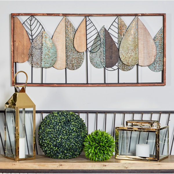 Gracie Oaks Natural Stylized Leaf Rectangular Wall Decor & Reviews